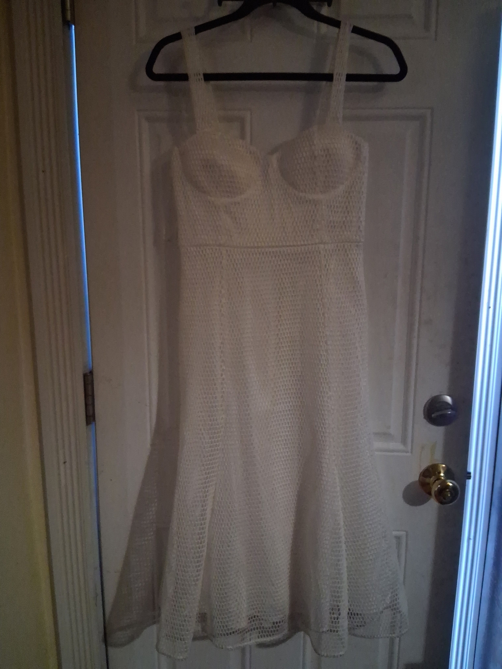 Gracia White Strapless Mesh Dress with Built-In Cups